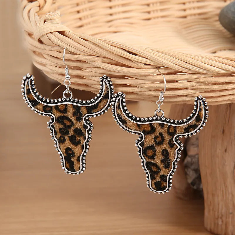 Fashorio Alloy Animal Print Cow Head Earrings