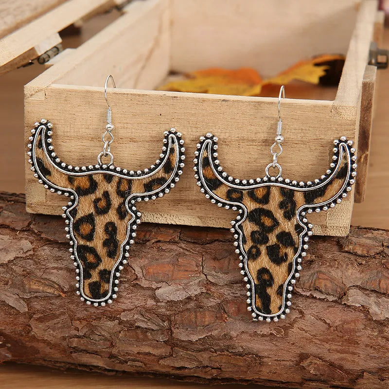 Fashorio Alloy Animal Print Cow Head Earrings