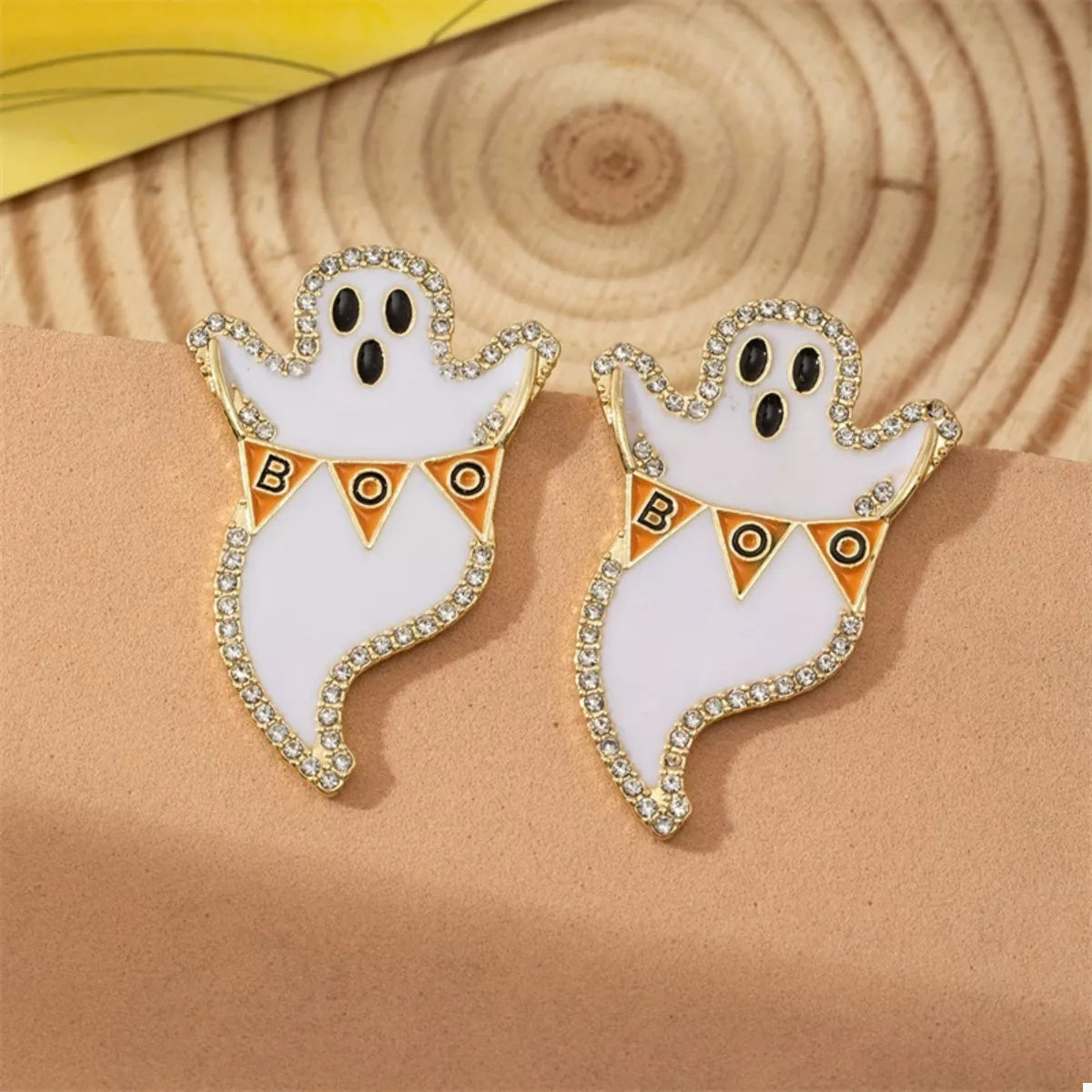 Fashorio Alloy Ghost / One Size Halloween Ghost and Pumpkin Dangle Earrings