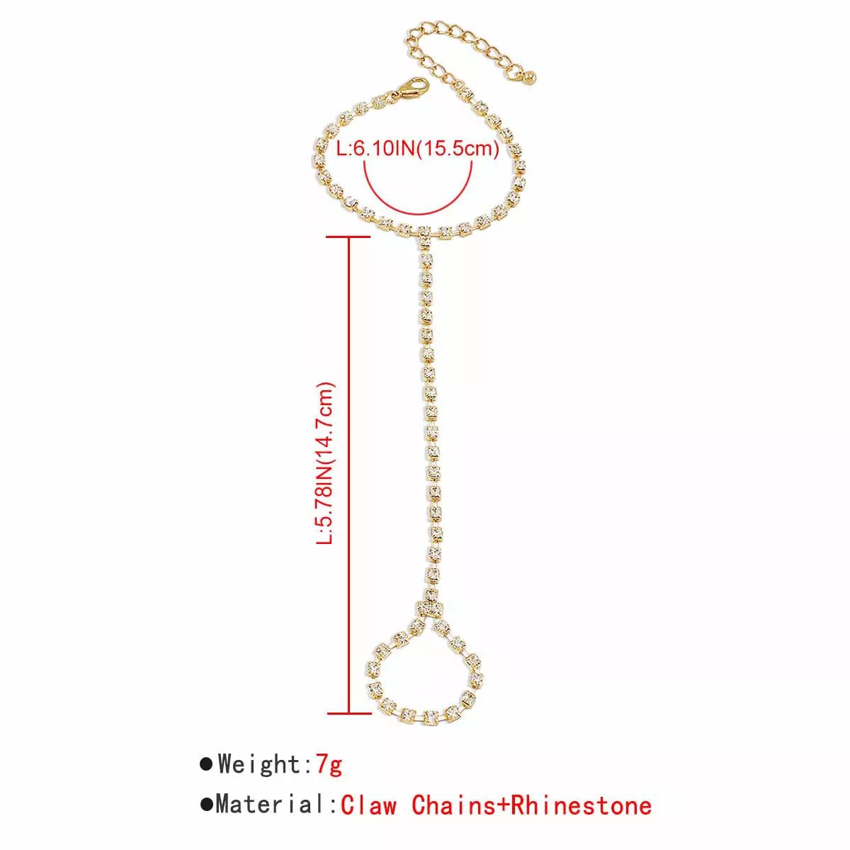 Fashorio Alloy Rhinestone Bracelet with Ring