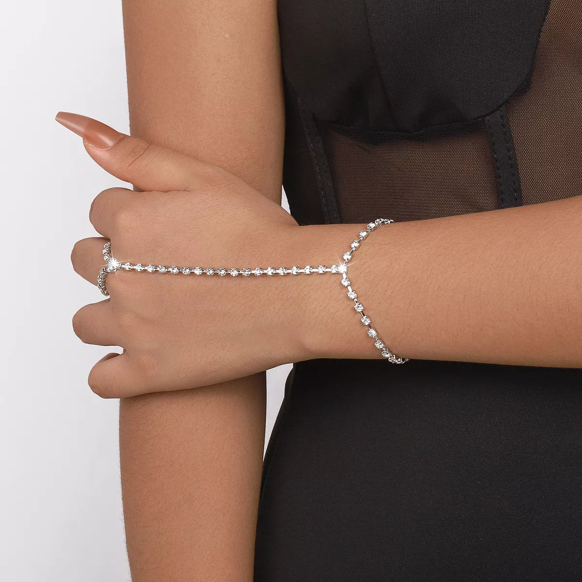 Fashorio Alloy Rhinestone Bracelet with Ring