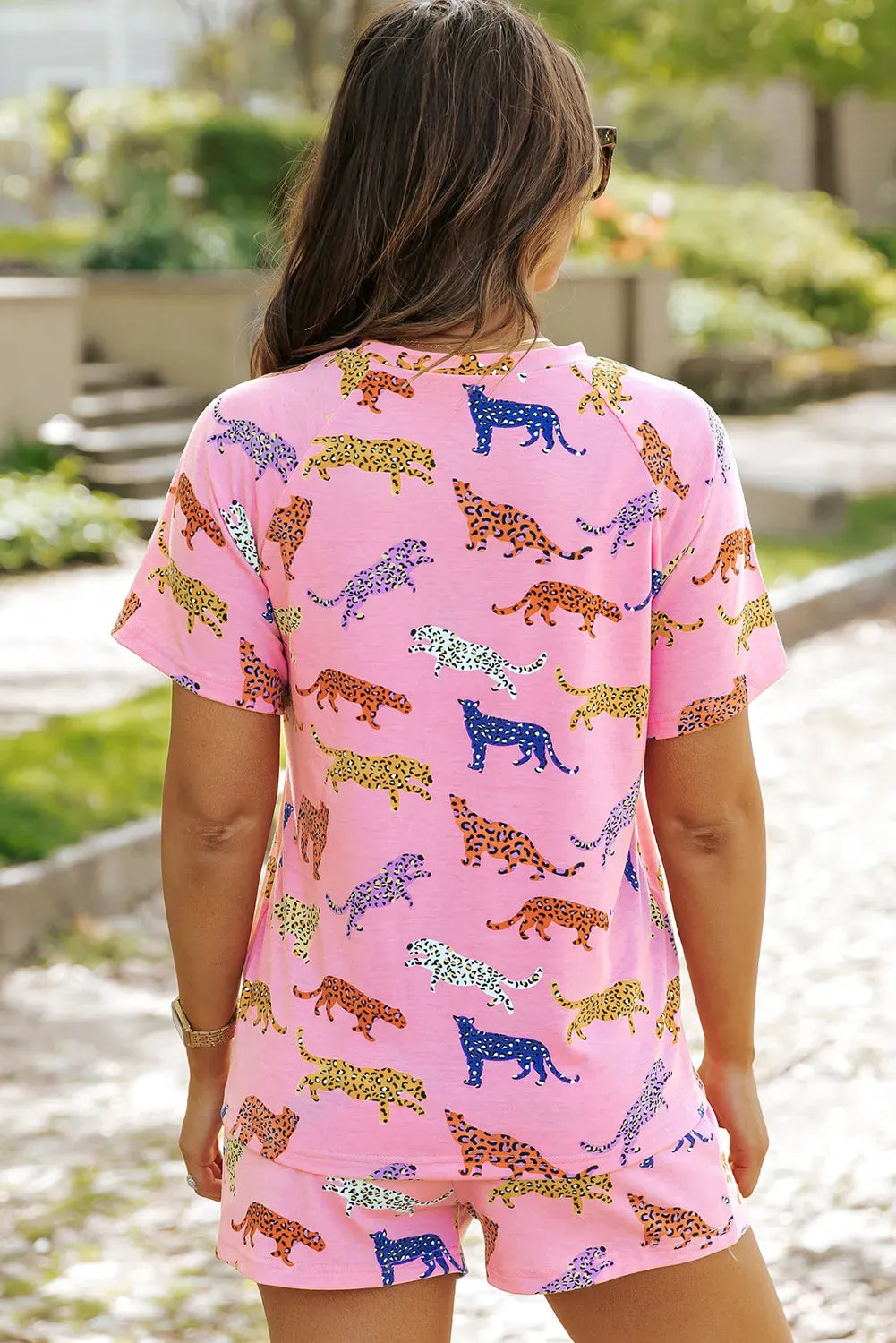 Fashorio Animal Round Neck Top and Shorts Lounge Set