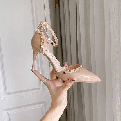 Point Toe Kitten Heels Pumps Apricot - Fashorio