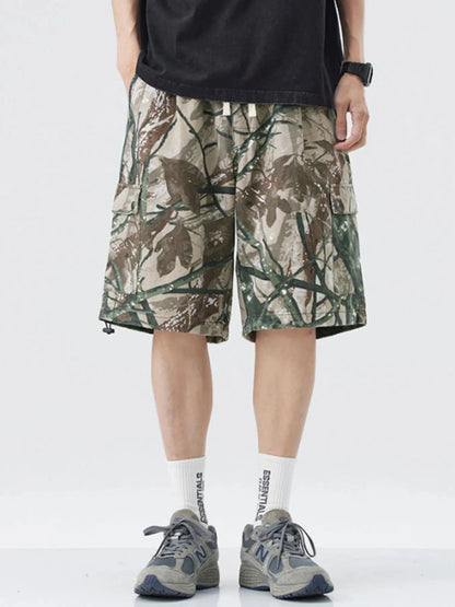 Men's Plus Size Camouflage Cargo Shorts Apricot - Fashorio