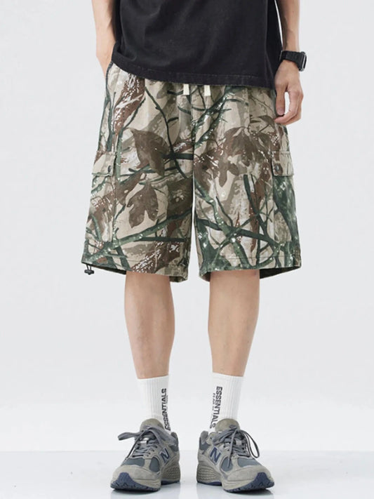 Men's Plus Size Camouflage Cargo Shorts Apricot - Fashorio