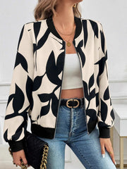 Fashorio Apricot / S Women’s Printed Zip Up Long Sleeve Lightweight Jacket