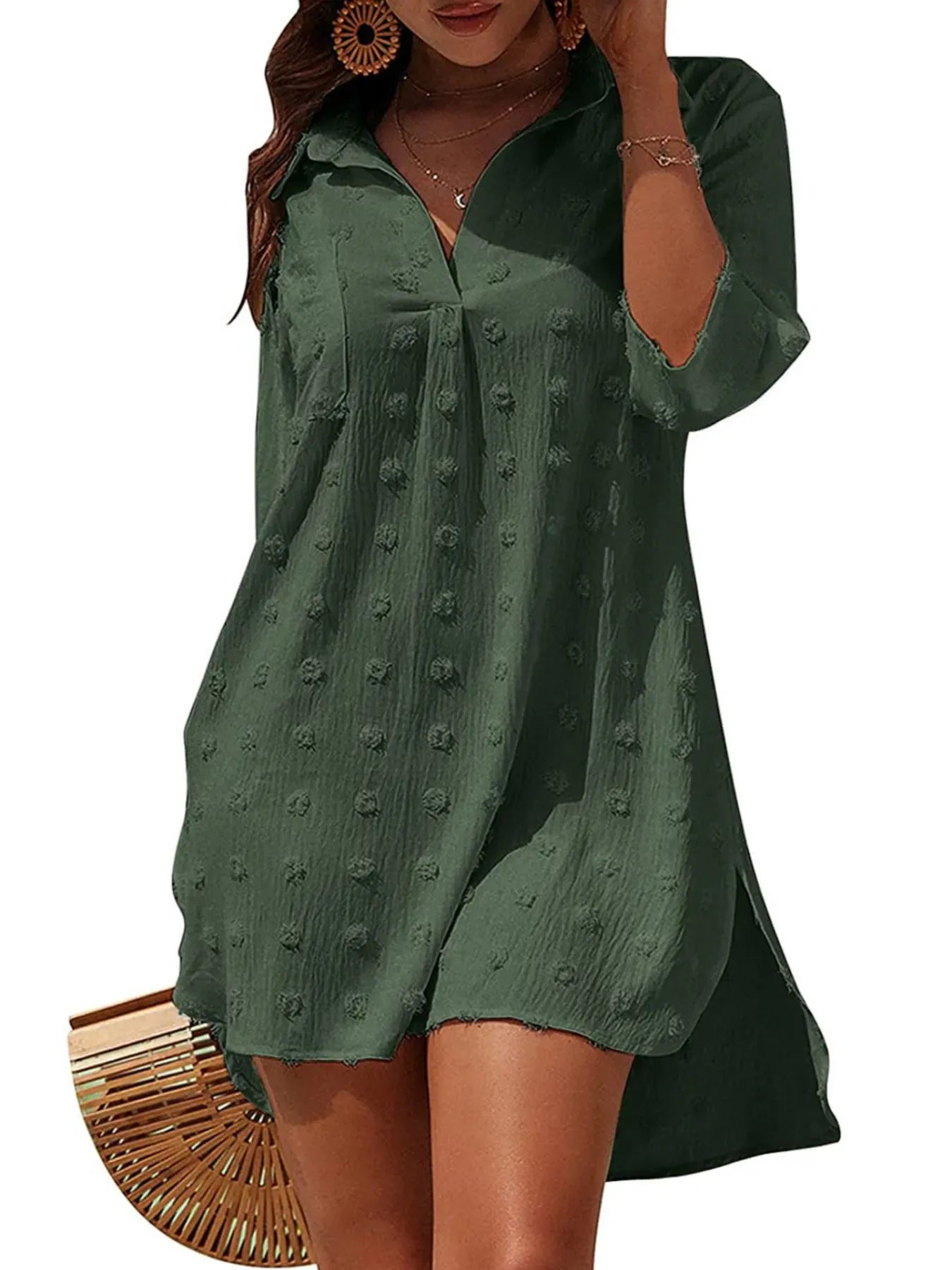 Fashorio Army Green / S Swiss Dot Cover-Up