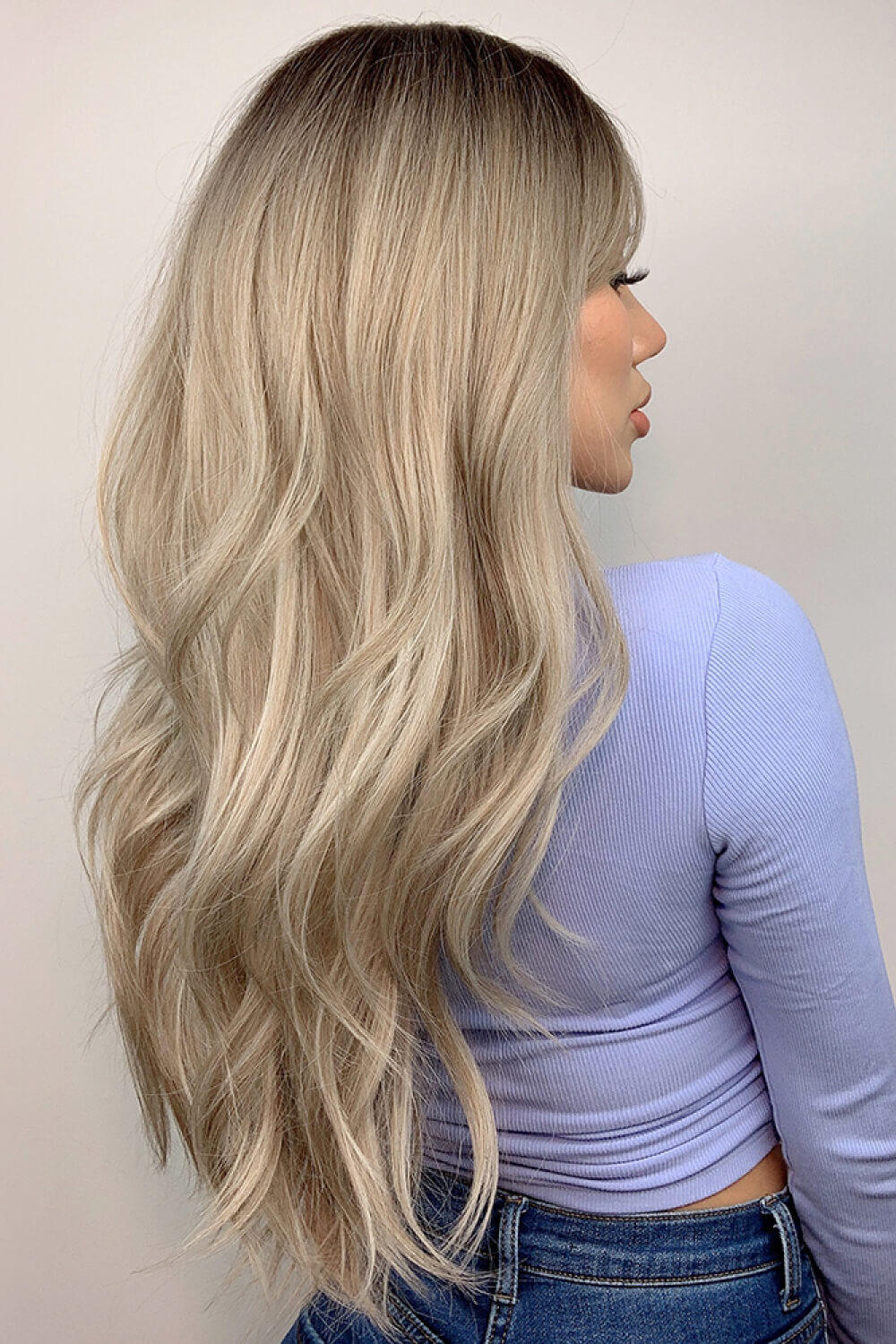 Fashorio Ash Blonde Balayage / One Size Full Machine Long Wave Wigs 26''