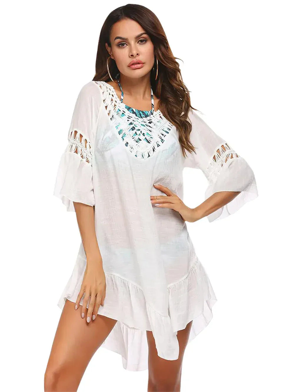 Fashorio Backless Cutout Three-Quarter Sleeve Cover Up