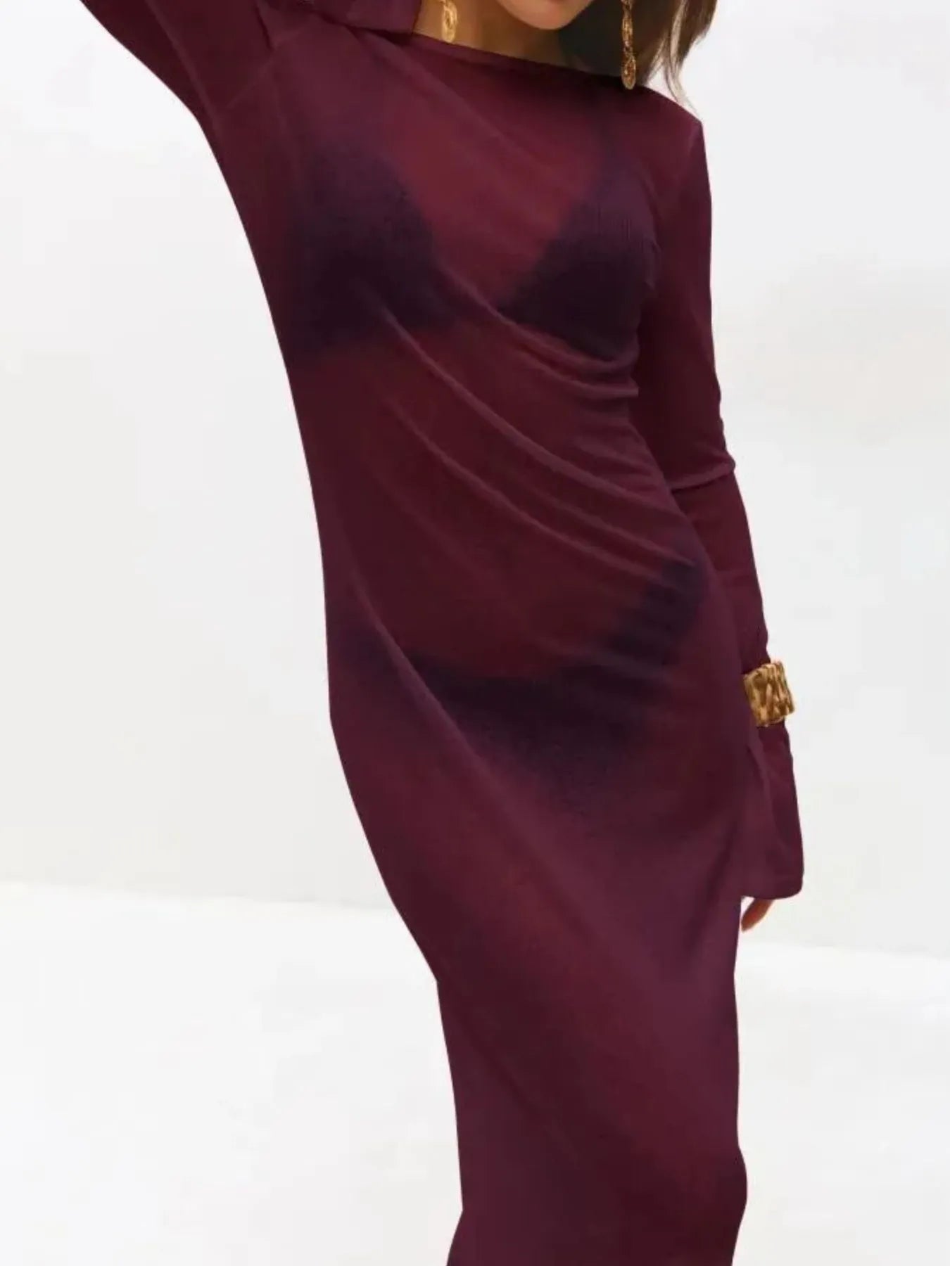 Fashorio Backless Long Sleeve Maxi Cover-Up