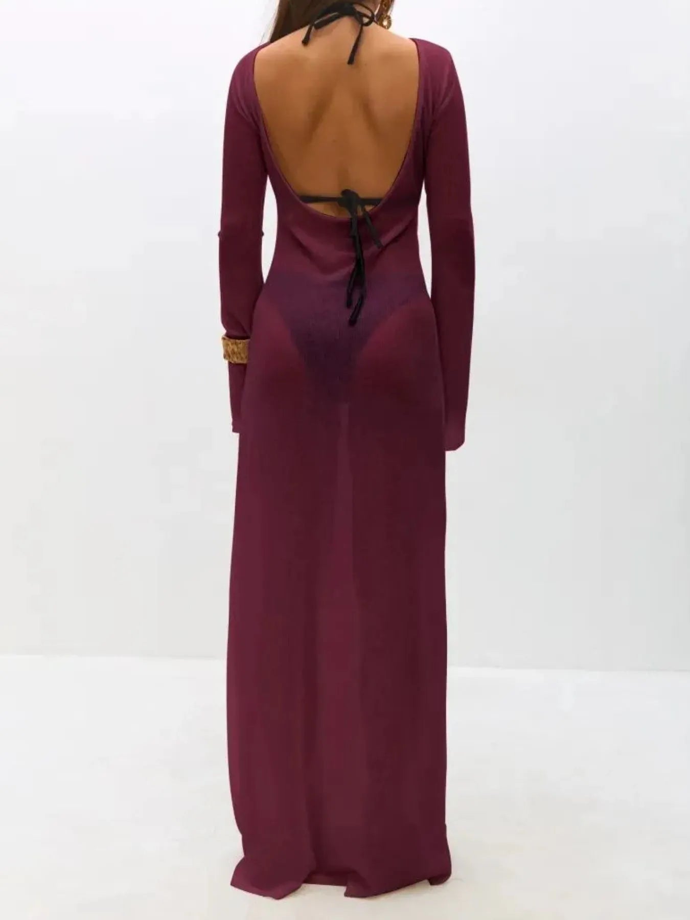 Fashorio Backless Long Sleeve Maxi Cover-Up