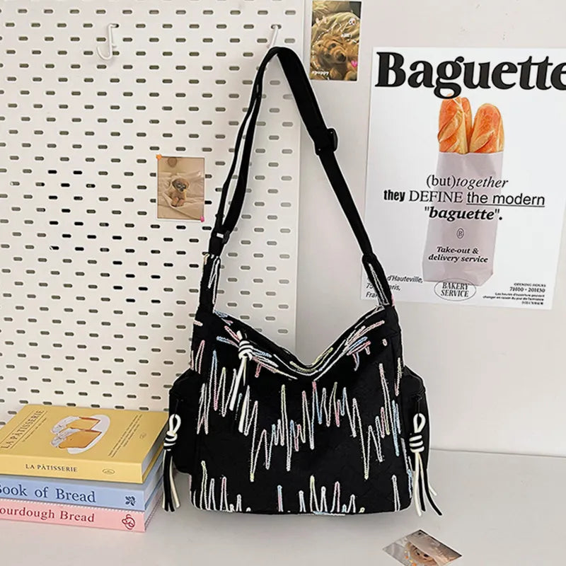 Fashorio Bags Black / One Size Contrast Texture Shoulder Bag