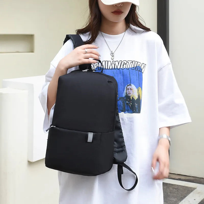 Fashorio Bags Black / One Size Solid Color Nylon Backpack Bag