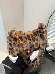 Fashorio Bags Caramel / One Size Leopard Fluff Shoulder Bag