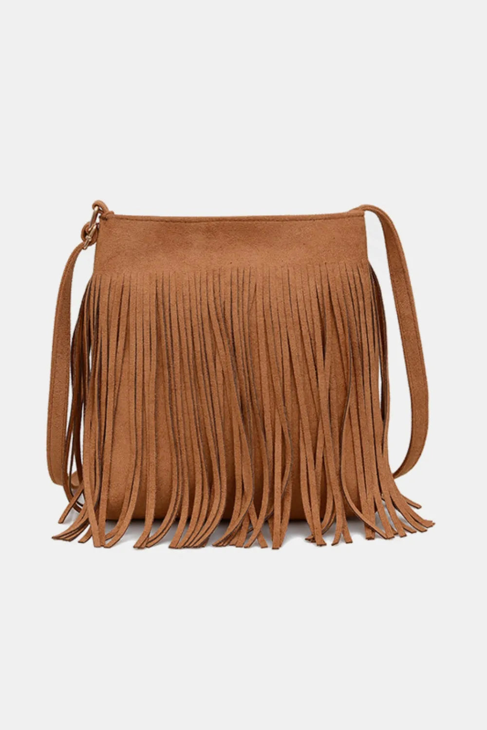 Fashorio Bags Caramel / One Size Suede Fringe Shoulder Bag