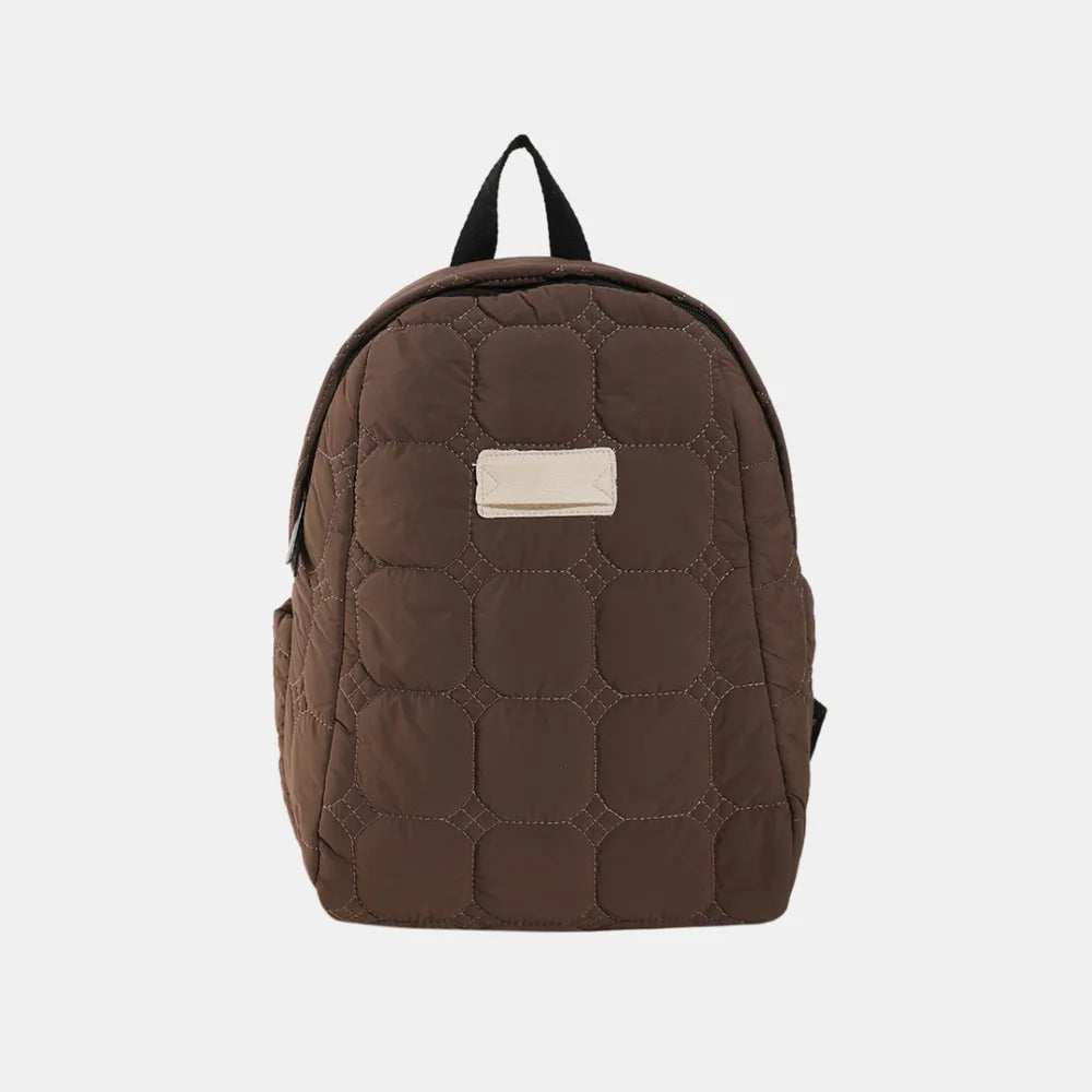 Fashorio Bags Coffee Brown / One Size Quilted Polyester Backpack Bag