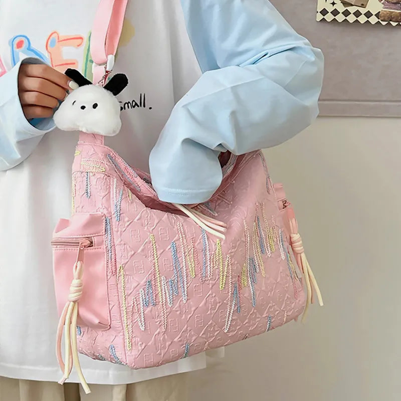 Fashorio Bags Contrast Texture Shoulder Bag