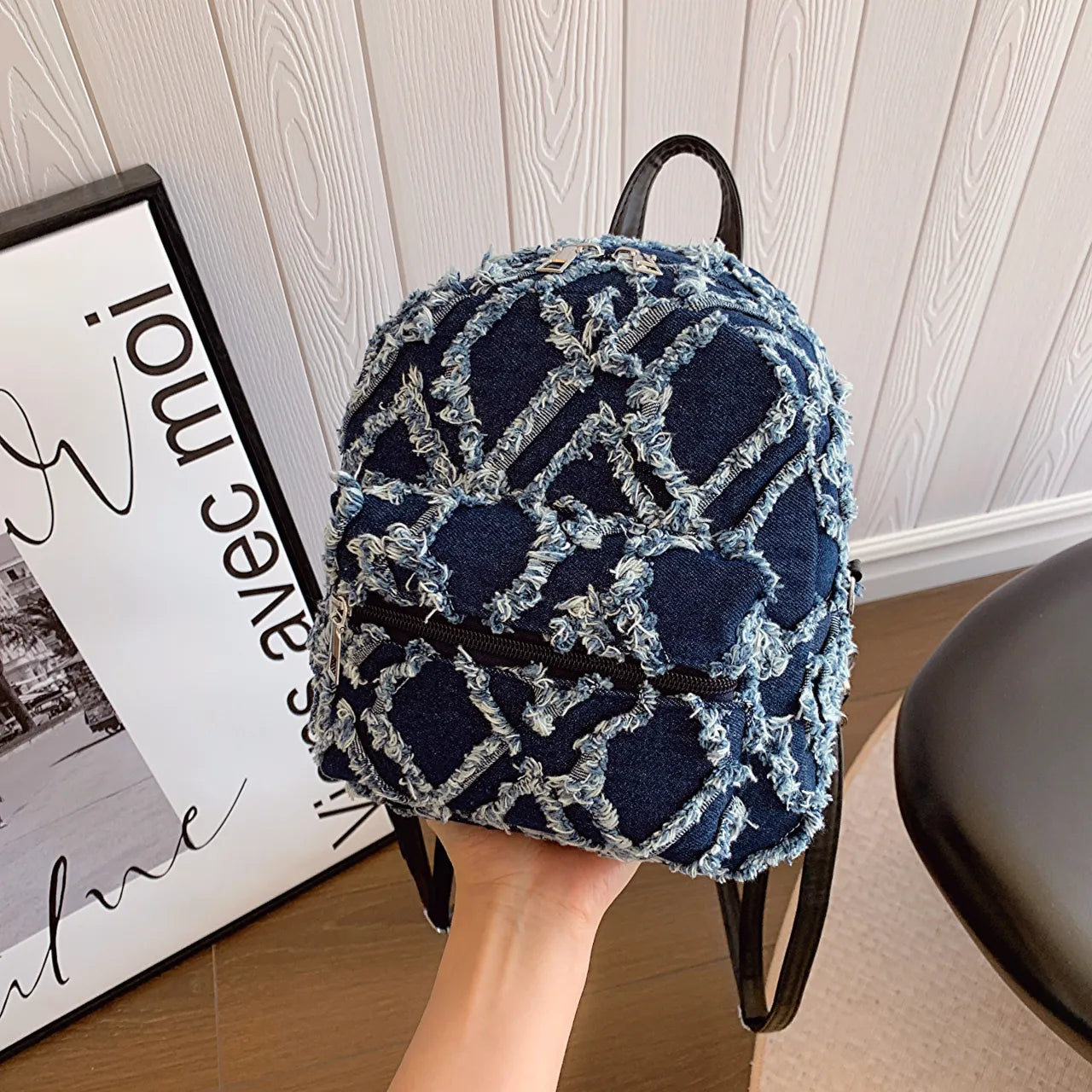 Fashorio Bags Dark Blue / onesize Fringe Edge Mini Backpack Bag