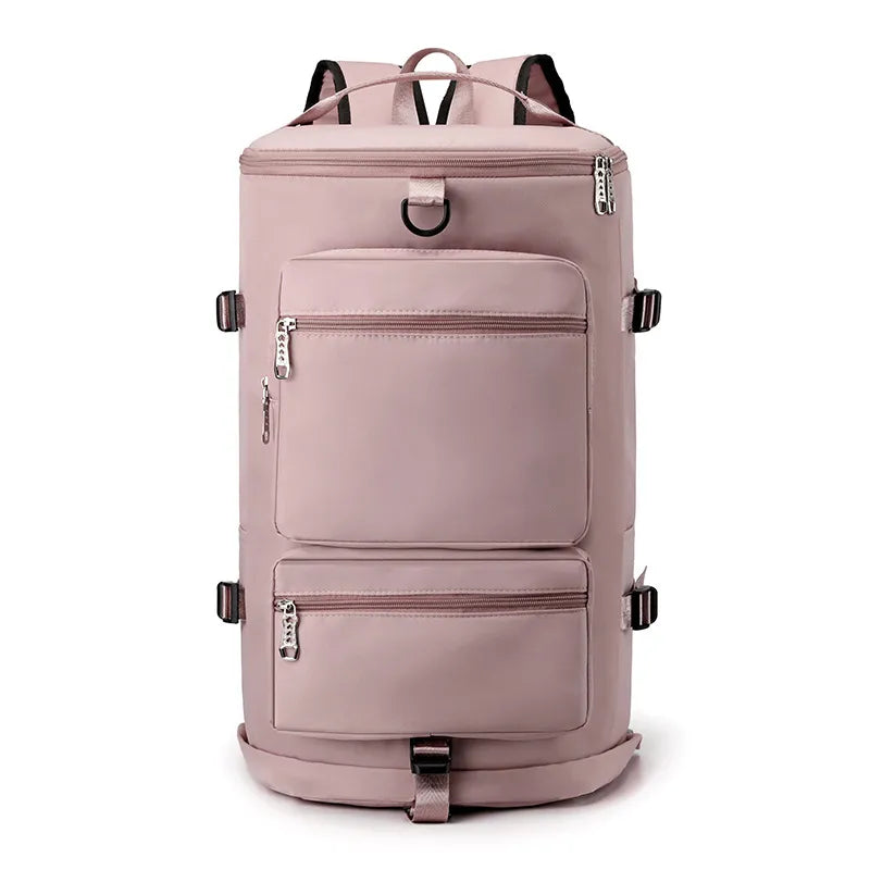 Fashorio Bags Dusty Pink / One Size Multi Pocket Travel Backpack Bag