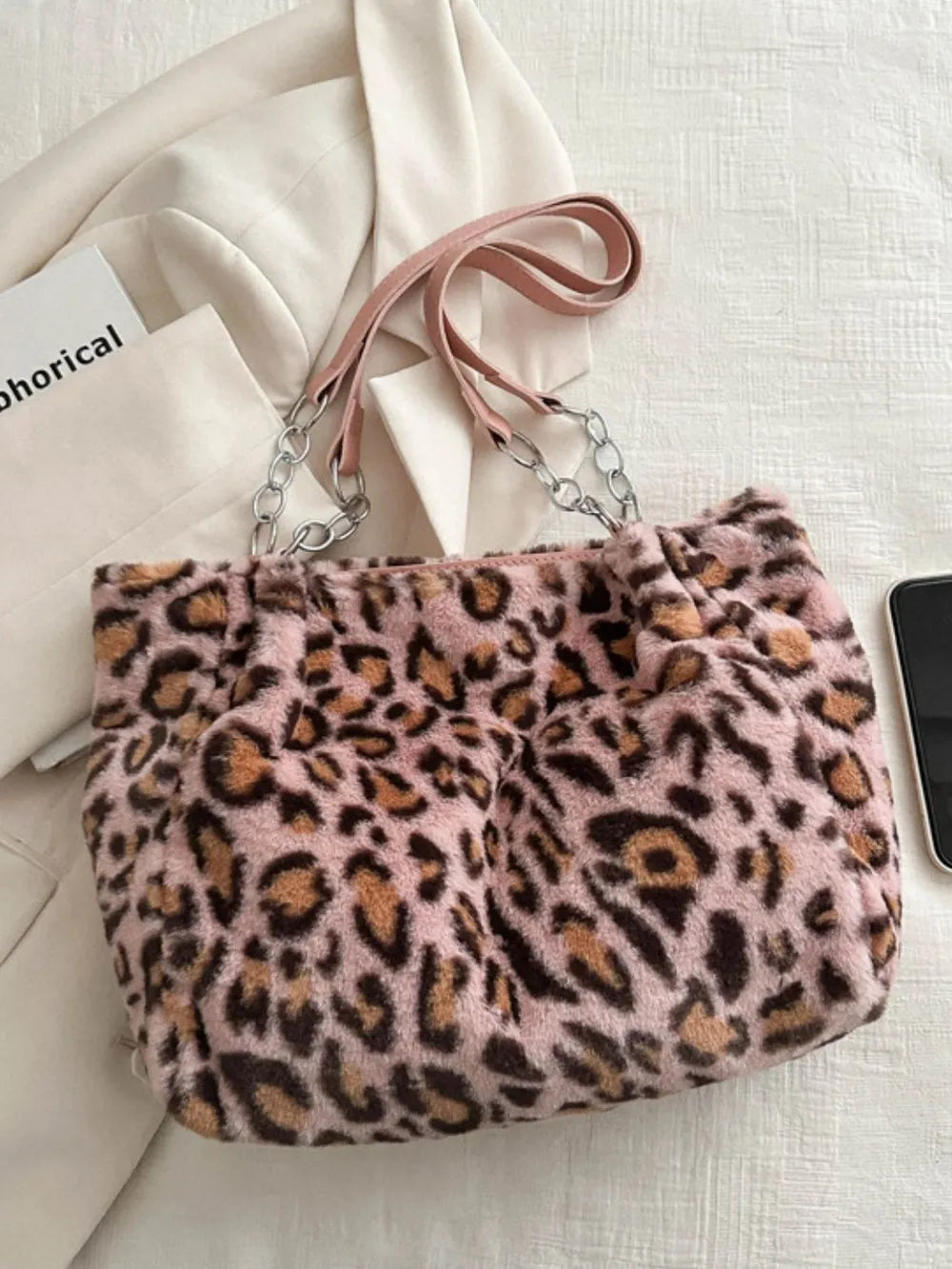 Fashorio Bags Faux Fur Leopard Shoulder Bag