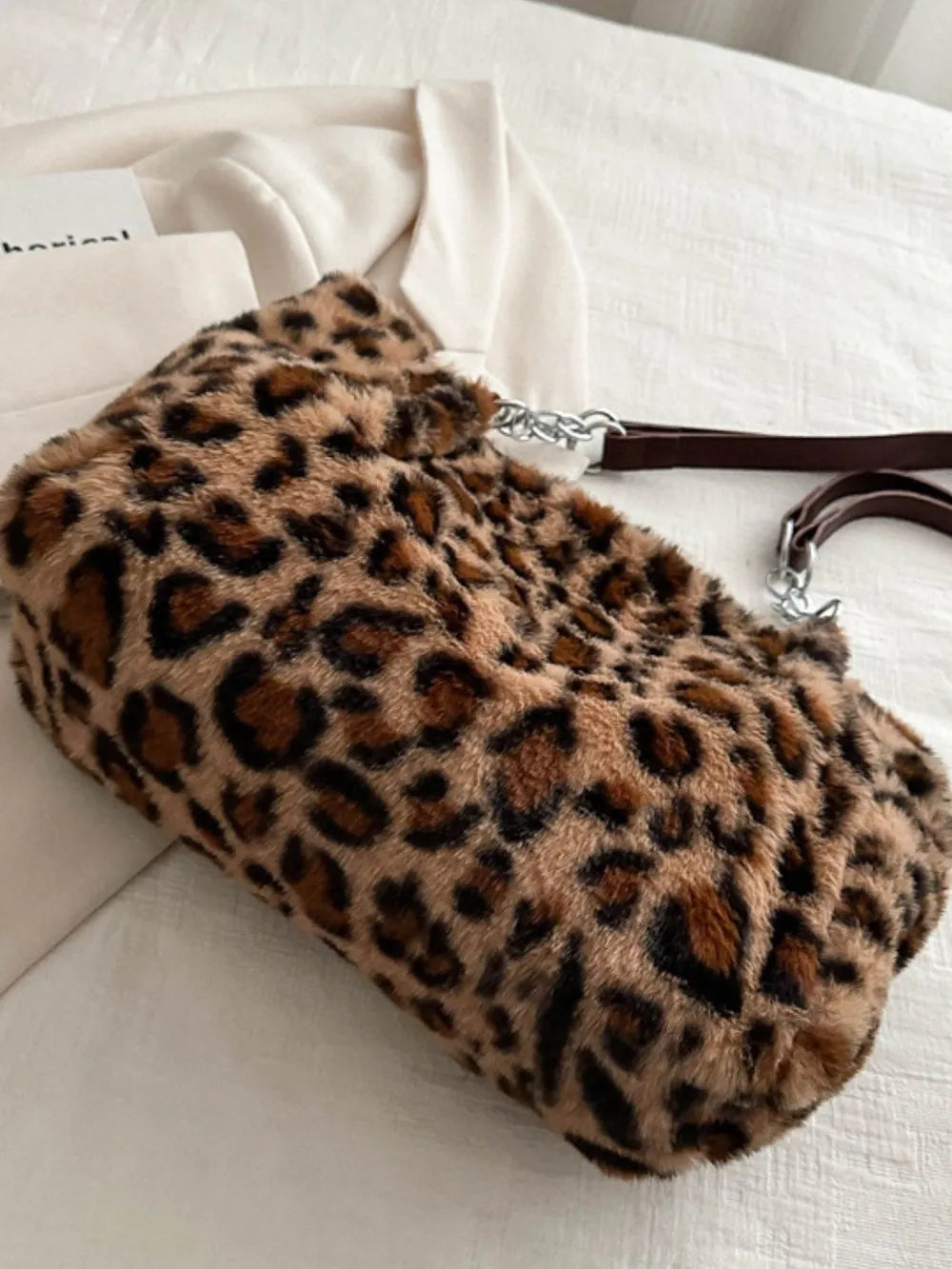 Fashorio Bags Faux Fur Leopard Shoulder Bag