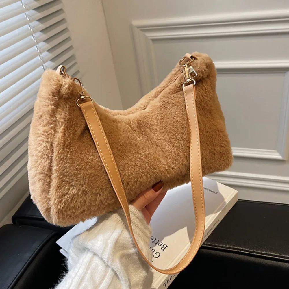 Fashorio Bags Faux Fur Removable Strap Shoulder Bag