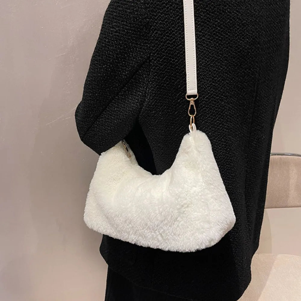 Fashorio Bags Faux Fur Removable Strap Shoulder Bag