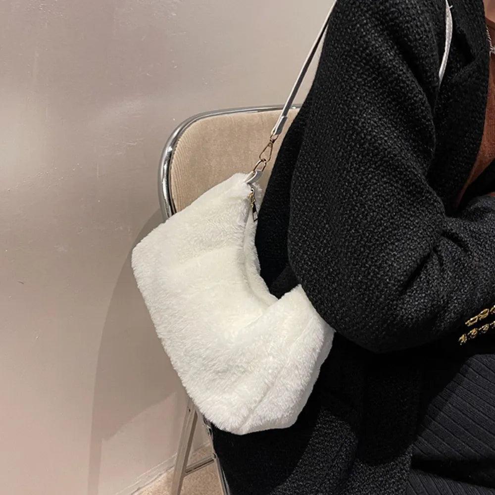 Fashorio Bags Faux Fur Removable Strap Shoulder Bag