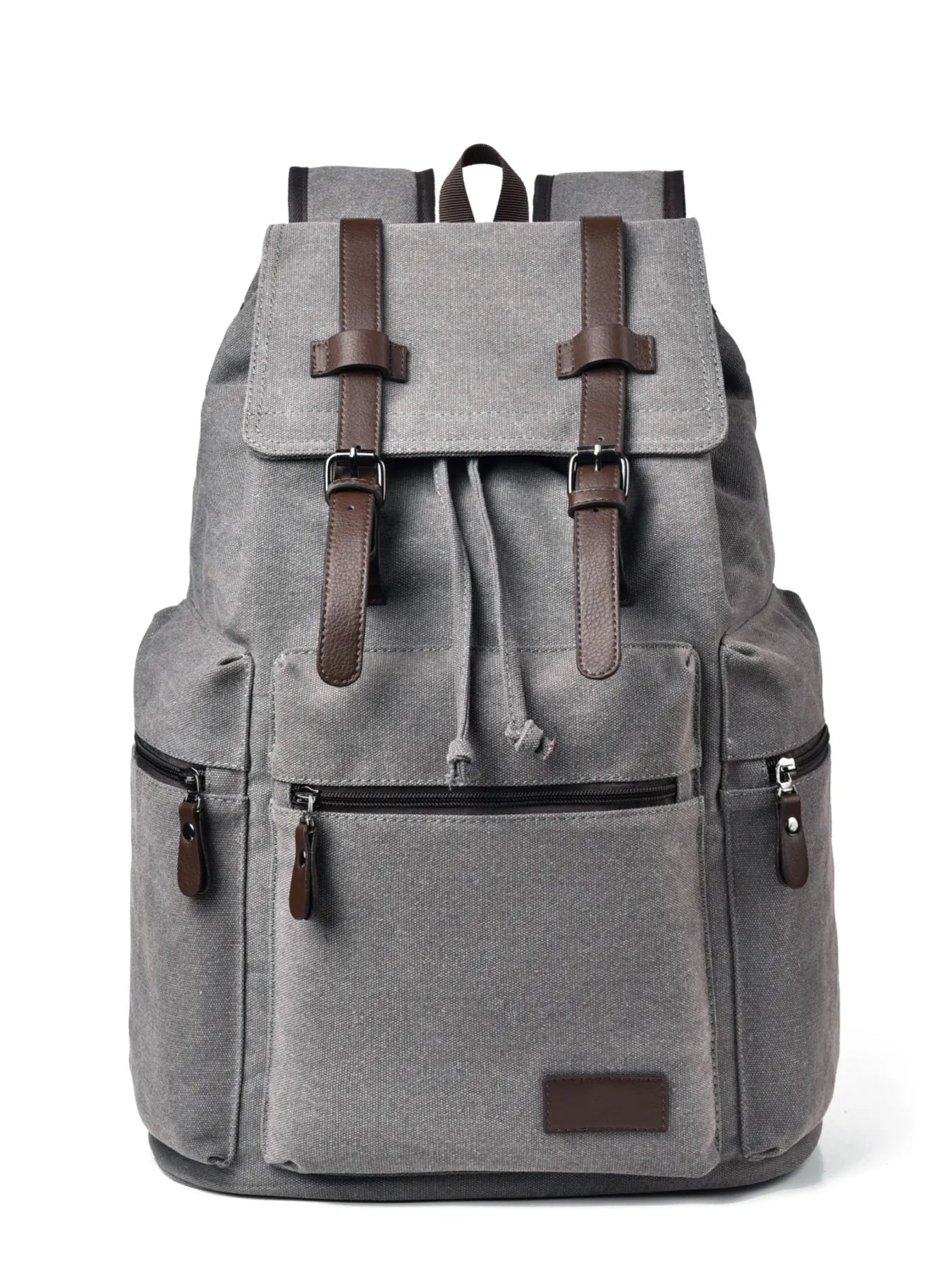 Fashorio Bags Gray / One Size Canvas Backpack Bag with Buckle Straps