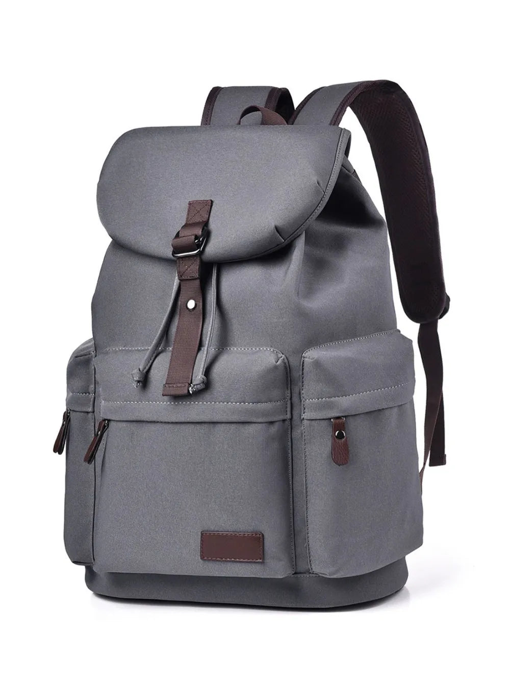 Fashorio Bags Gray / One Size Multi Pockets Adjustable Strap Canvas Backpack Bag