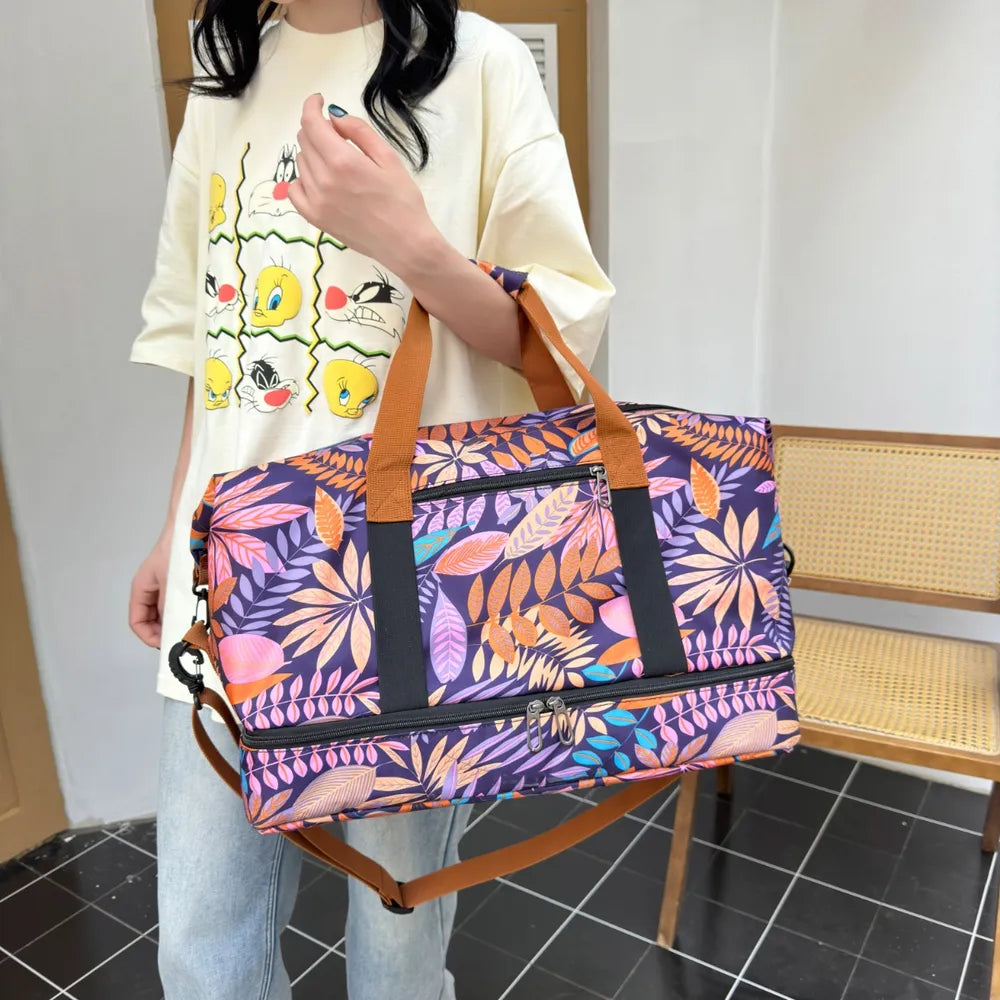 Fashorio Bags Heliotrope Purple / One Size Canvas Printed Travel Bag