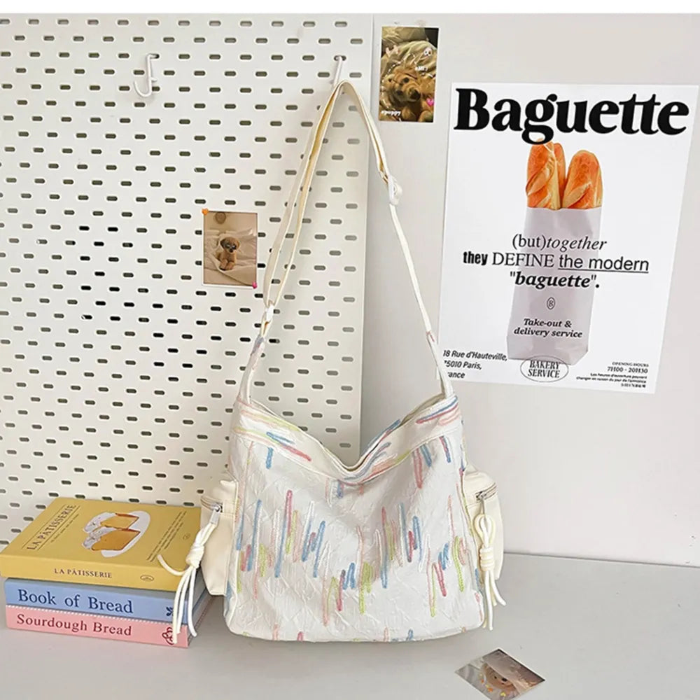 Fashorio Bags Ivory / One Size Contrast Texture Shoulder Bag