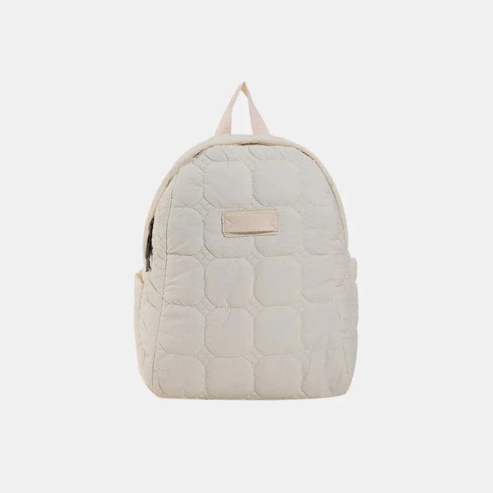 Fashorio Bags Ivory / One Size Quilted Polyester Backpack Bag