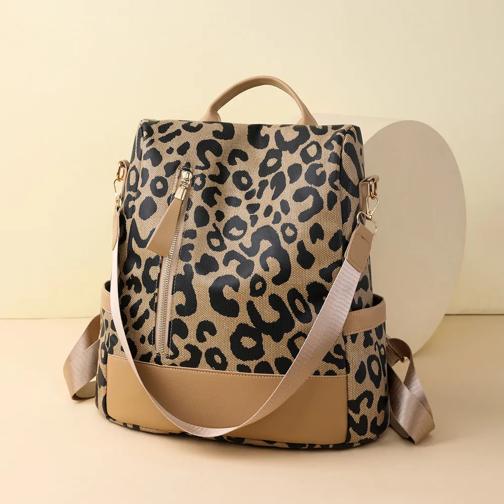 Fashorio Bags Leopard PU Leather Backpack Bag