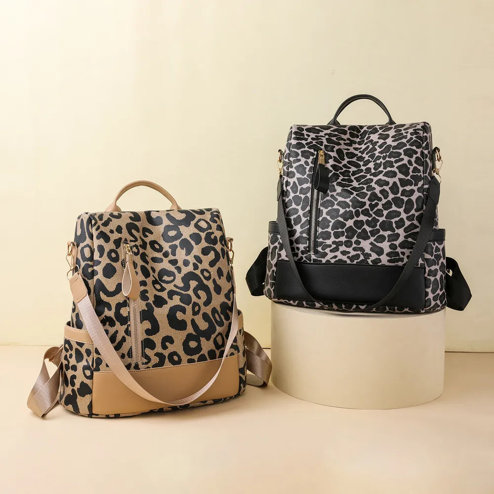 Fashorio Bags Leopard PU Leather Backpack Bag