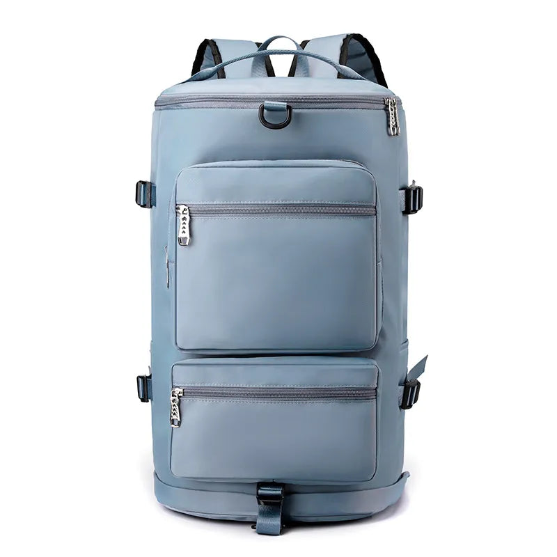 Fashorio Bags Light Blue / One Size Multi Pocket Travel Backpack Bag