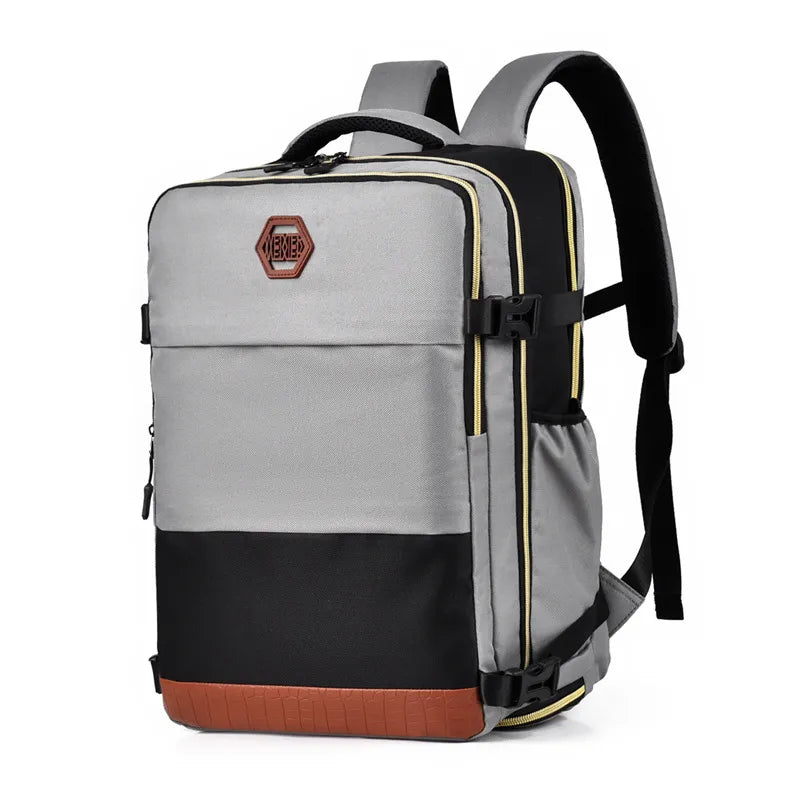 Fashorio Bags Light Gray / One Size Color Block Multi-Pockets Backpack Bag