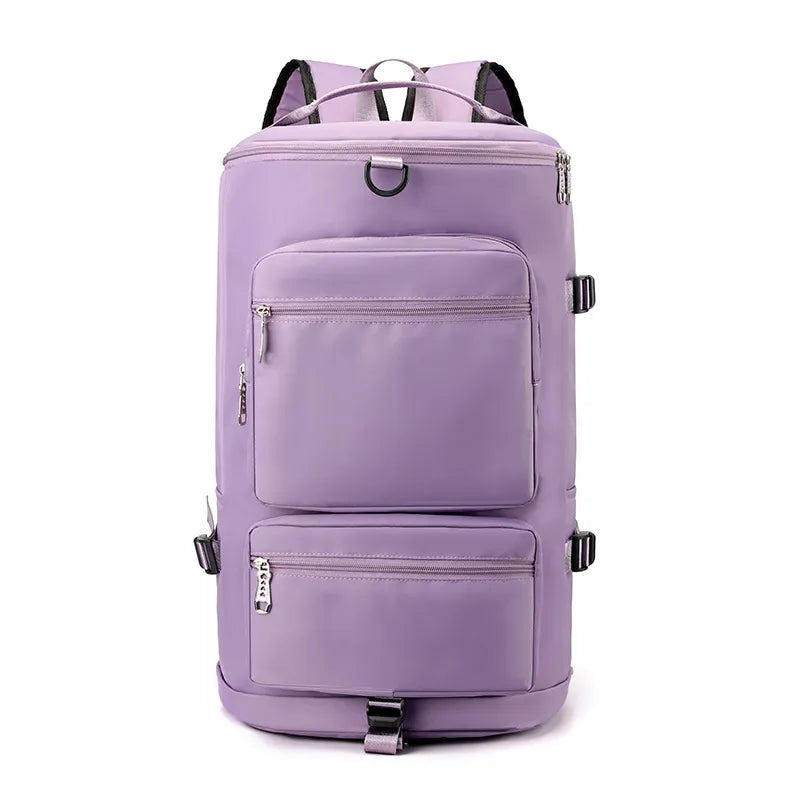 Fashorio Bags Lilac / One Size Multi Pocket Travel Backpack Bag
