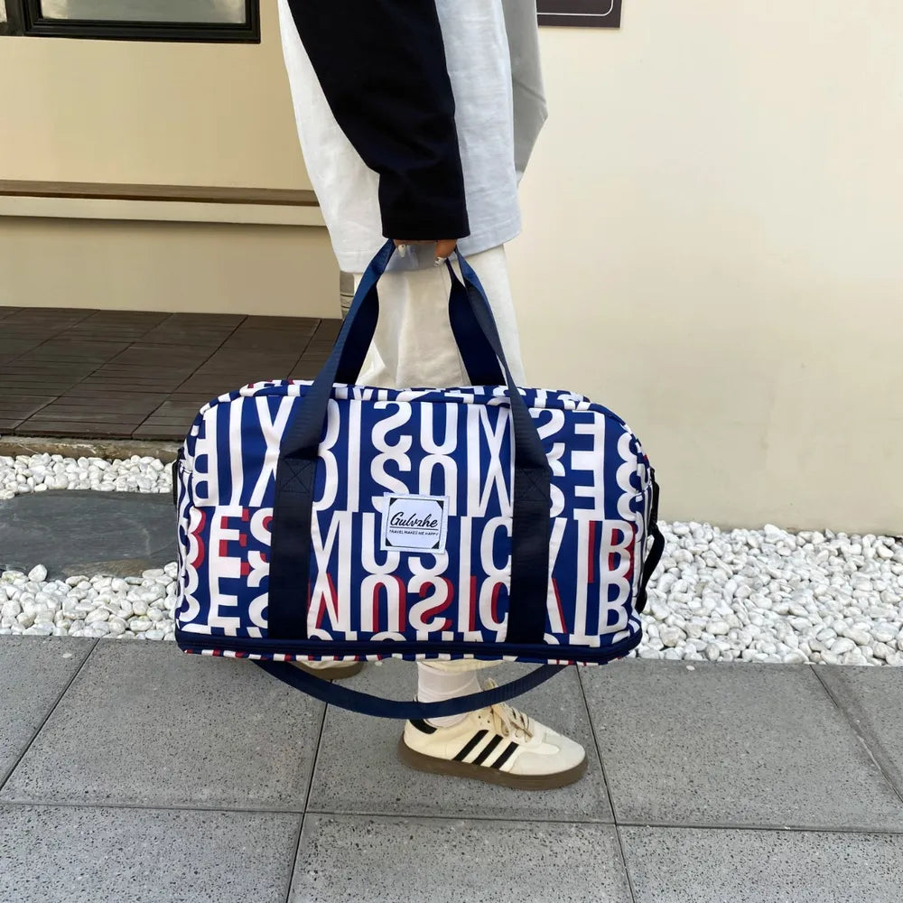 Fashorio Bags Navy / One Size Oxford Cloth Printed Travel Bag