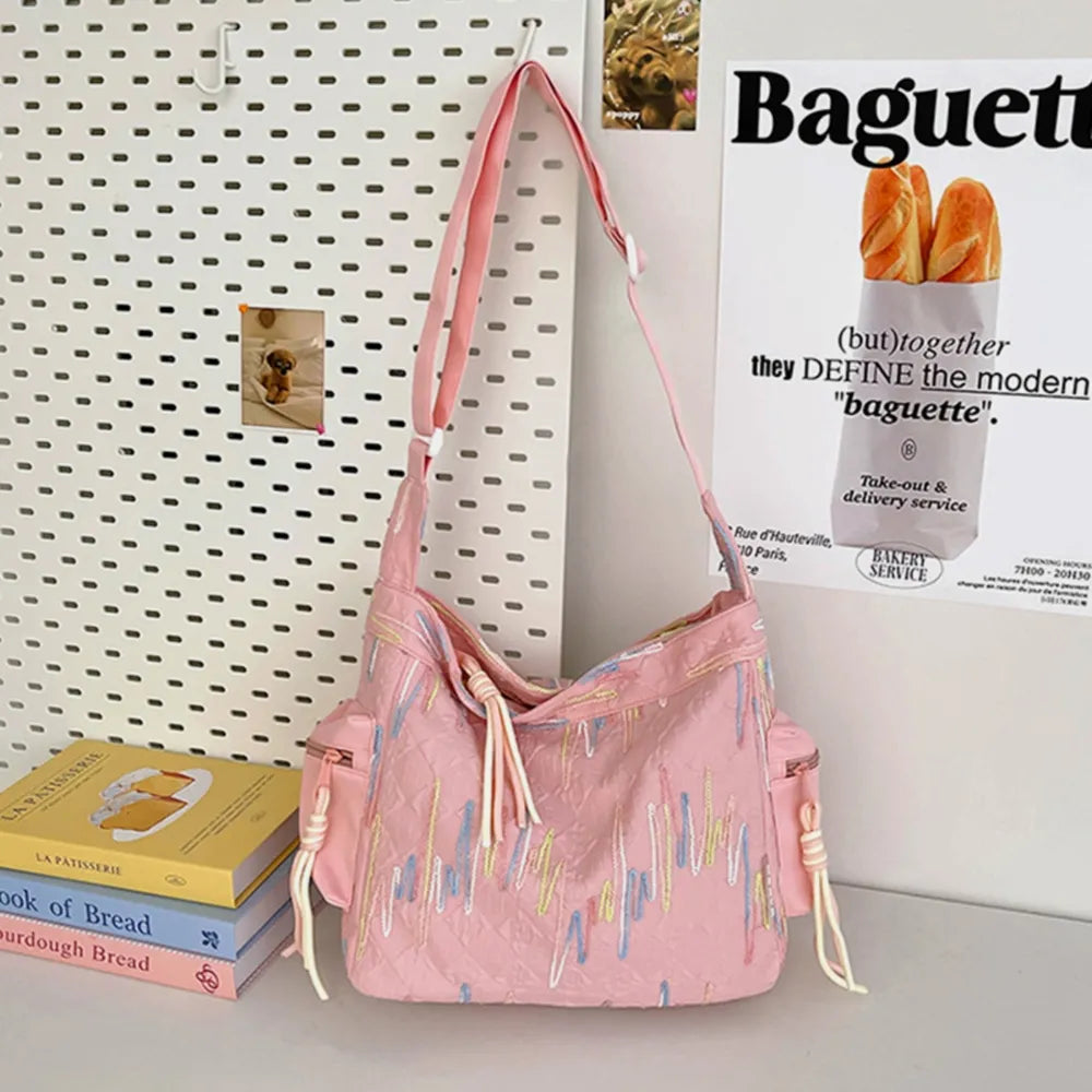 Fashorio Bags Pink / One Size Contrast Texture Shoulder Bag