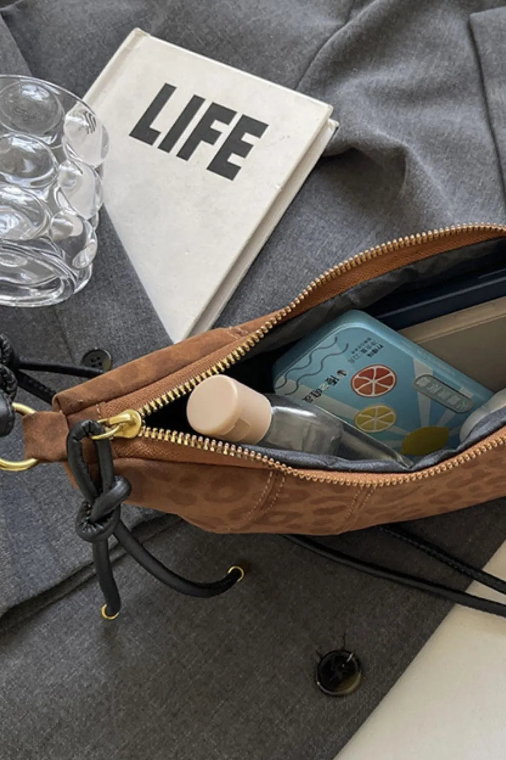 Fashorio Bags PU Leather Strap Suede Shoulder Bag