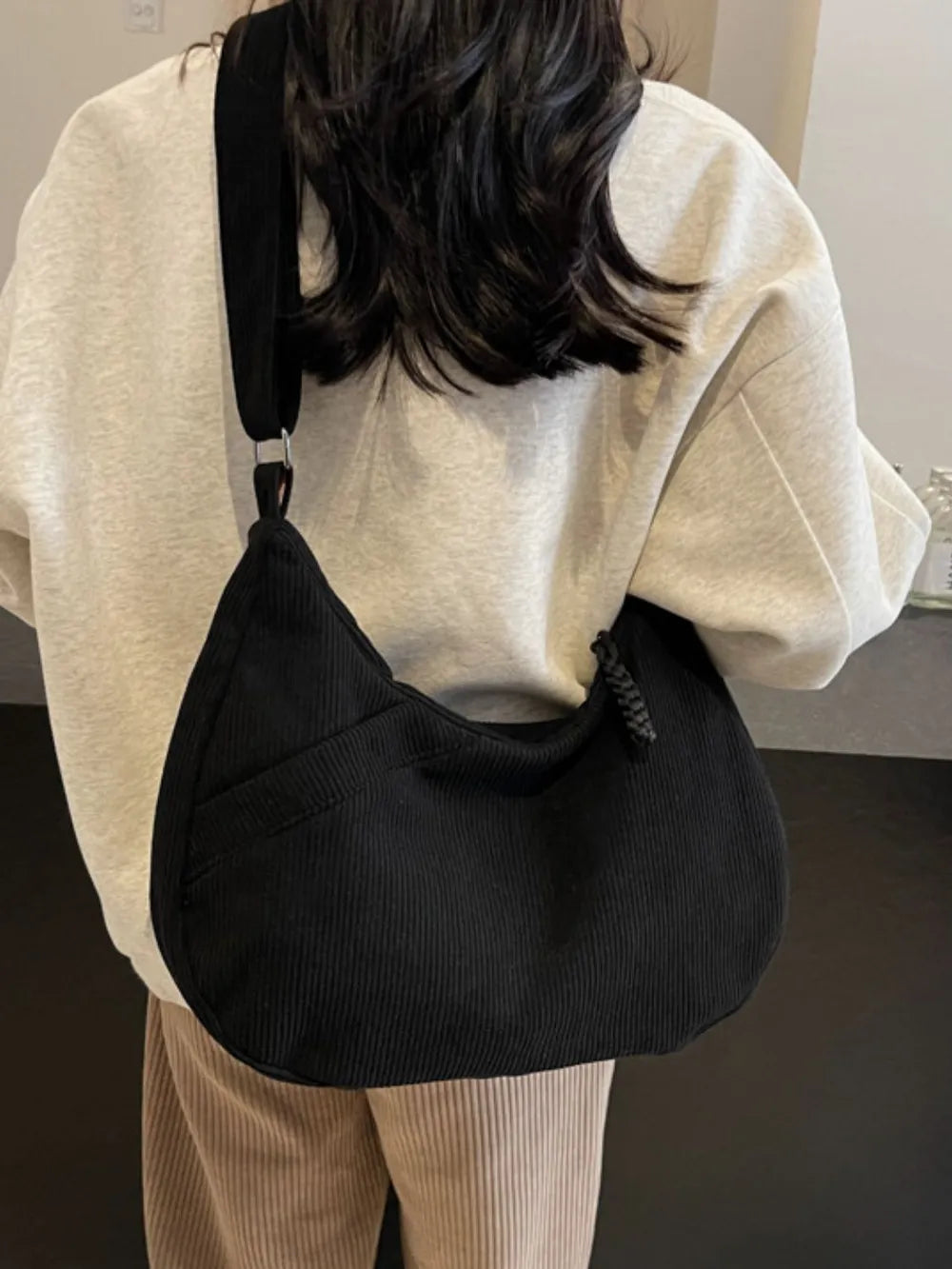 Fashorio Bags Ribbed Adjustable Strap Shoulder Bag