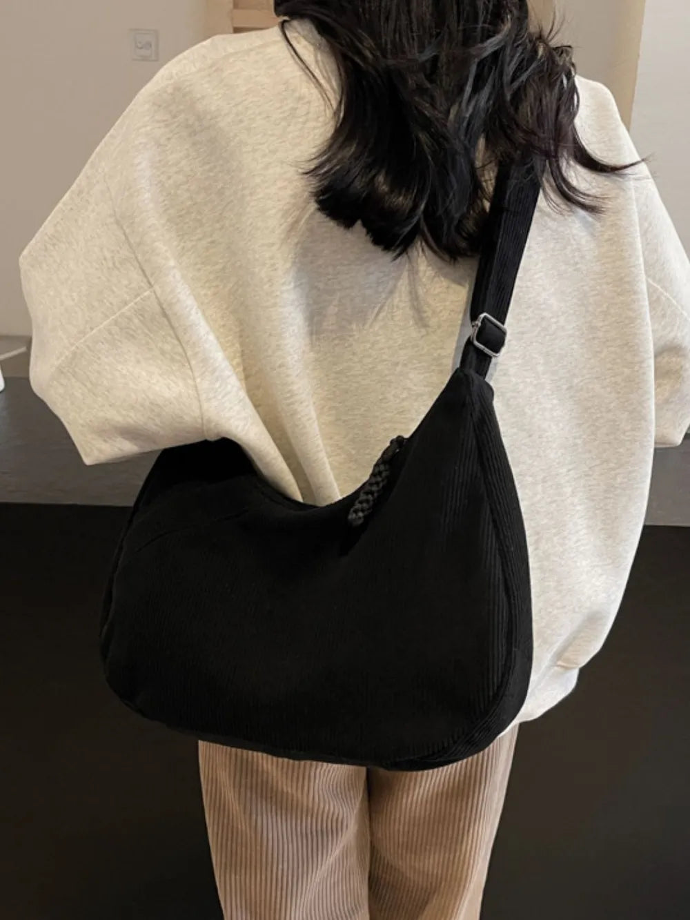 Fashorio Bags Ribbed Adjustable Strap Shoulder Bag