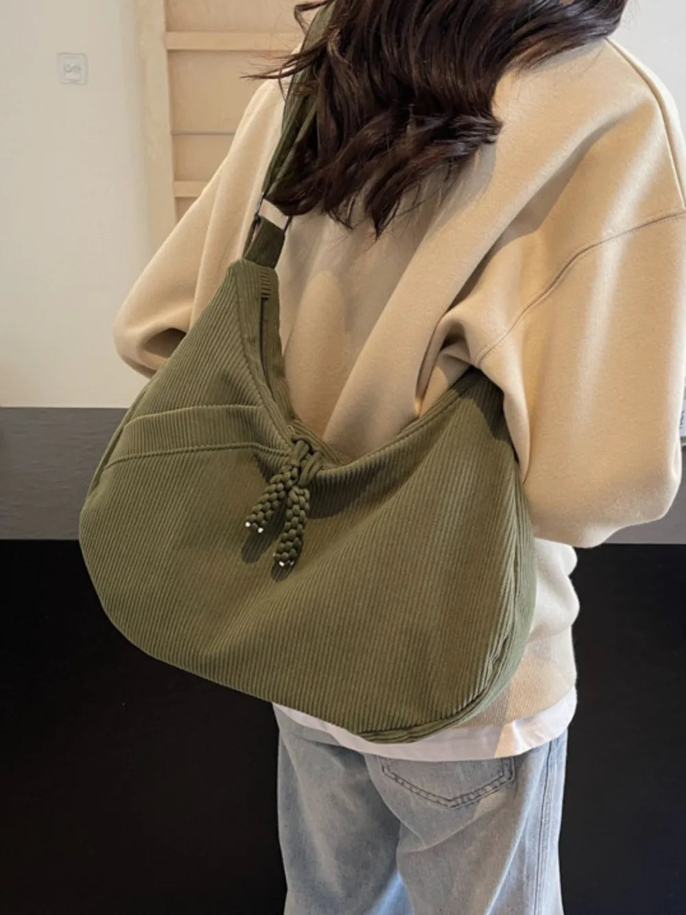 Fashorio Bags Ribbed Adjustable Strap Shoulder Bag