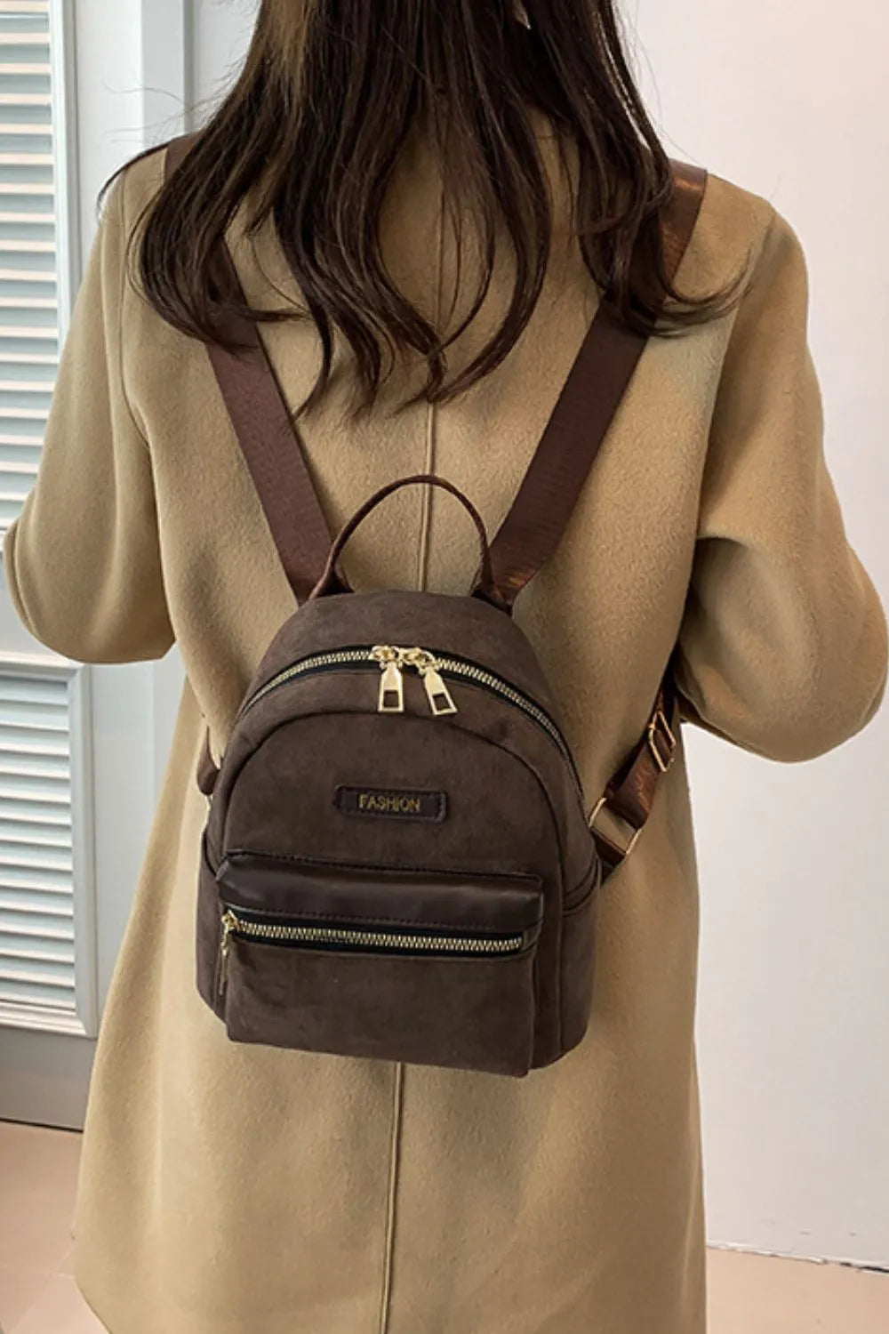 Fashorio Bags Suede Adjustable Strap Backpack Bag