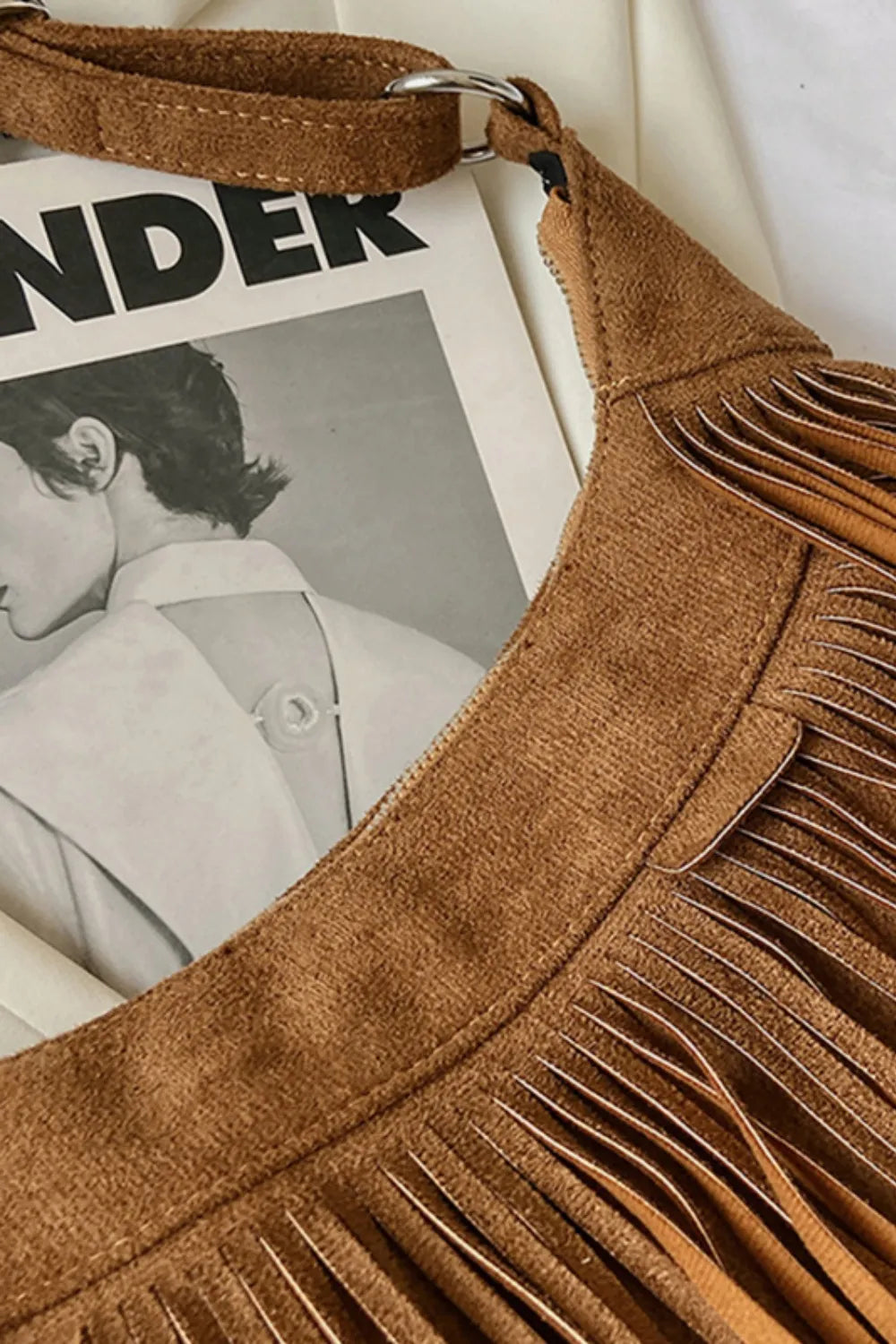 Fashorio Bags Suede Fringe Adjustable Strap Shoulder Bag