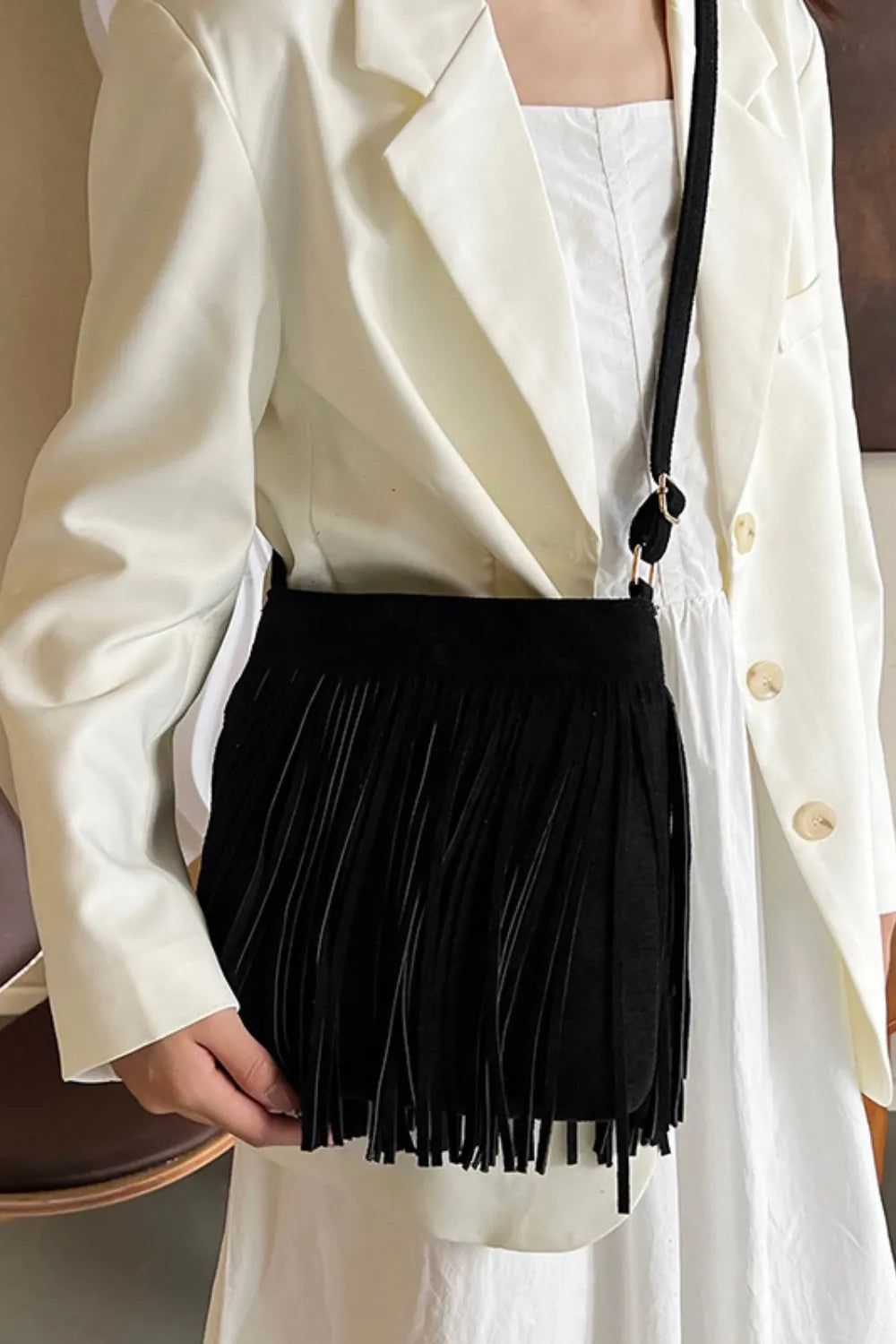 Fashorio Bags Suede Fringe Shoulder Bag