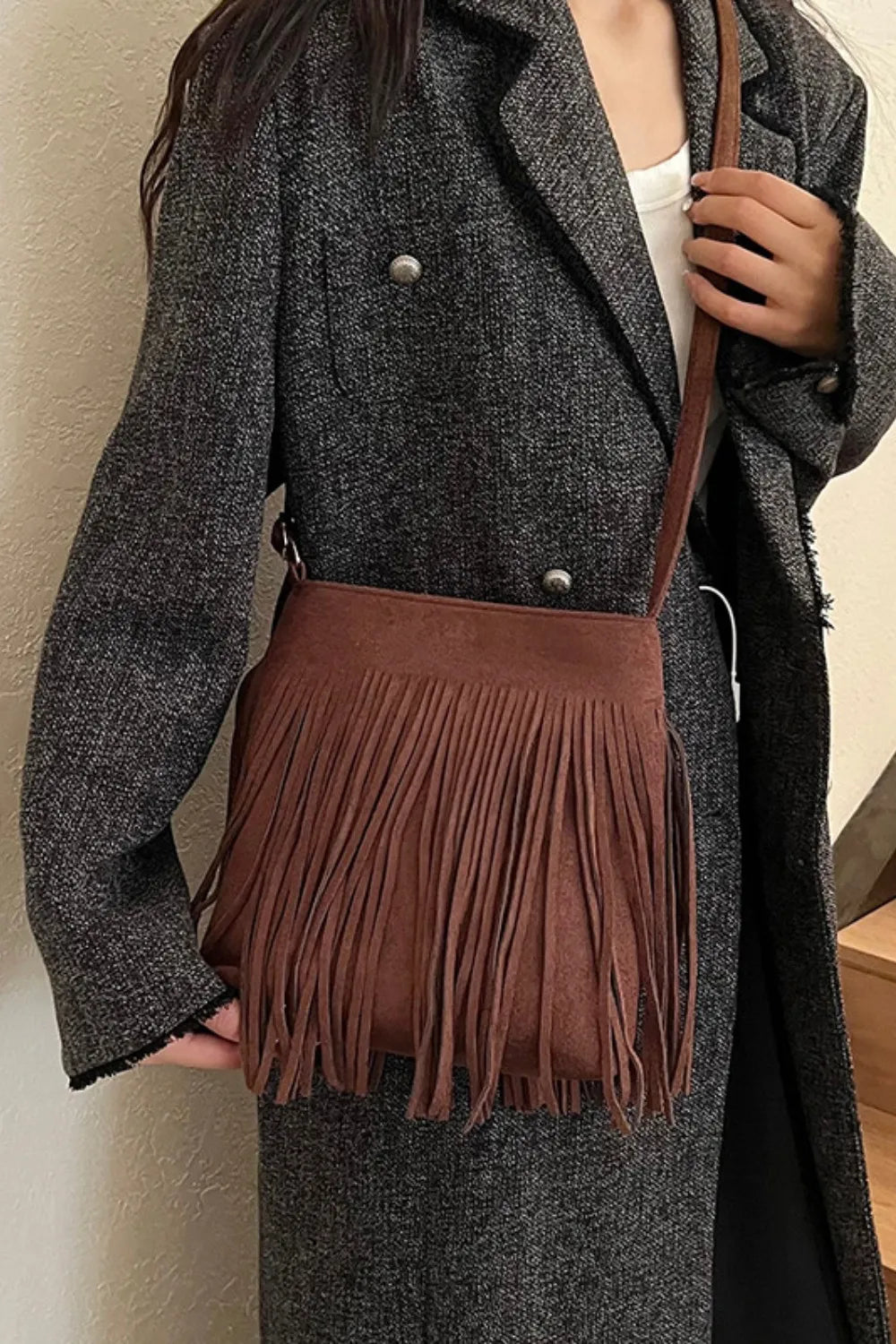 Fashorio Bags Suede Fringe Shoulder Bag