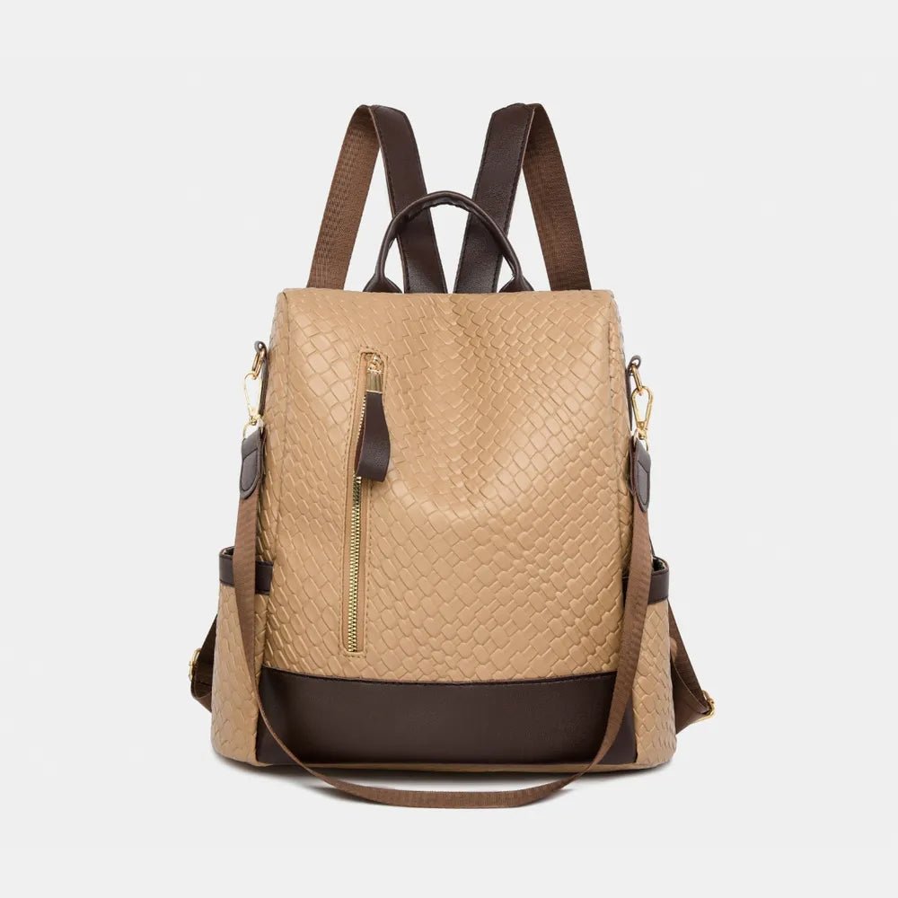 Fashorio Bags Tan / One Size PU Leather Backpack Bag