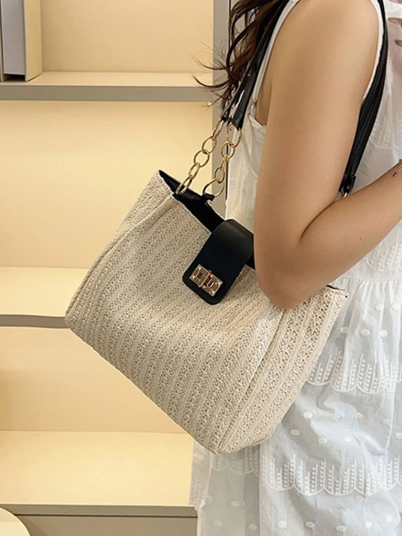 Fashorio Bags Woven Straw Shoulder Bag